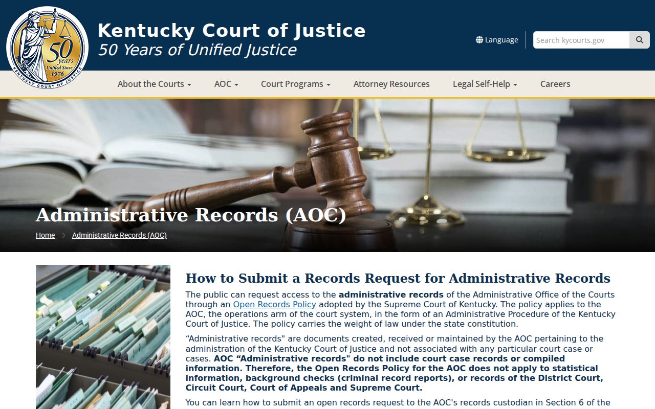 Floyd County court case records and Kentucky AOC administrative records page